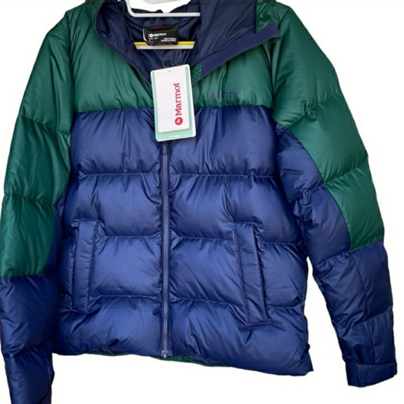 Marmot Jackets & Blazers - ⛷ Marmot Women's Guide Down Hoody - Arctic Navy/Botanical Green - 700 Fill Power